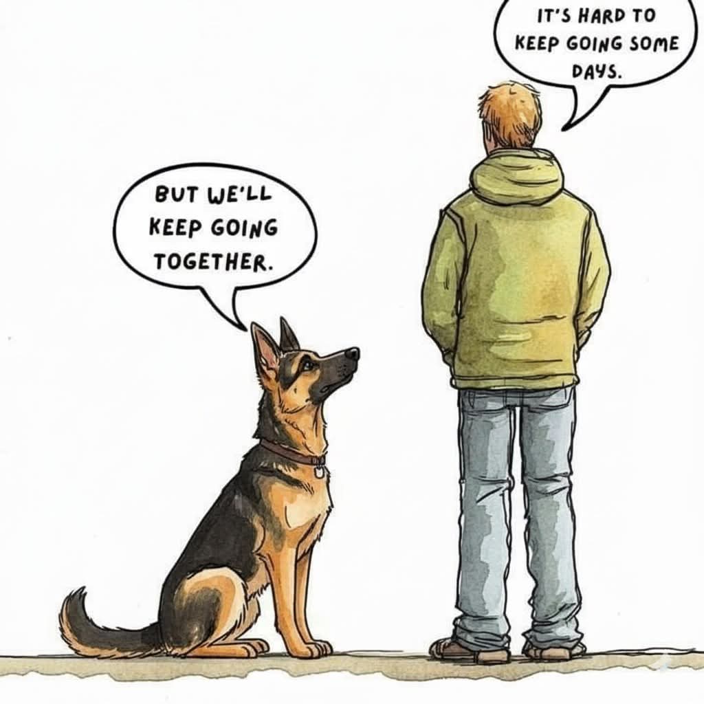 Some days are hard. That’s why shepherds were made to walk beside us, one step at a time. 🌤️🐕