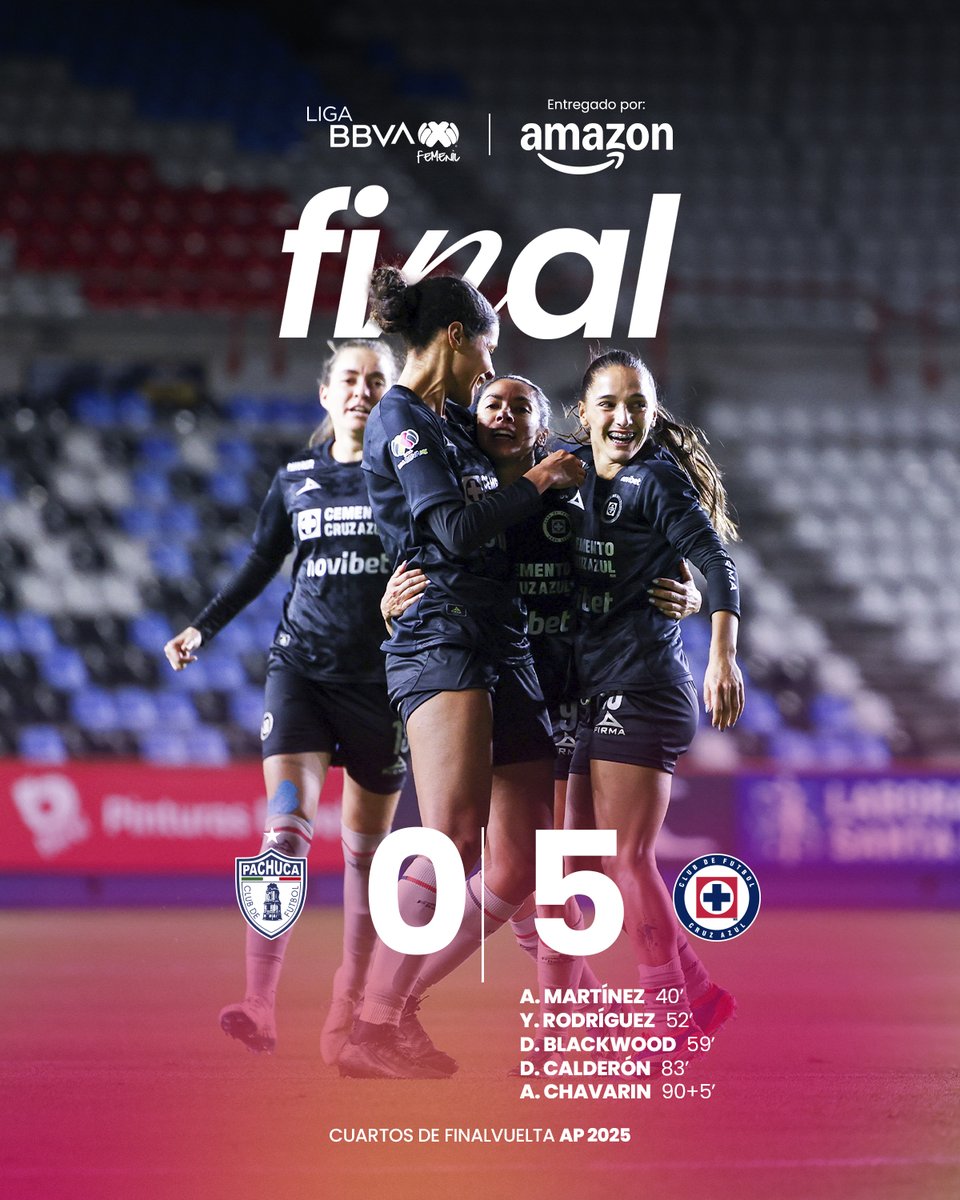 ¡Se termina una noche histórica para La Maaaaaaquina! 💙⚽️
Las Celestes ganan, gustan y golean para meterse a semifinales por primera vez en su historia. 🔥🙌

Marcador entregado por: <a href="/amazonmex/">Amazon México</a> 

#LigaBBVAMXFemenil #NuestroFutFemNuestraLiguilla