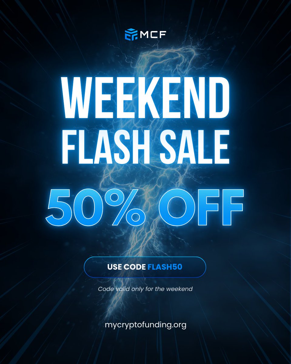 MyCryptoFunding's tweet image. ⚡️ Weekend just got hotter.
Grab 50% OFF any MCF Platform challenge — all weekend long. 🔥

We want every trader to check our platform and try it.

Use code FLASH50 and take your funding to the next level. 🚀

👉 mycryptofunding.org