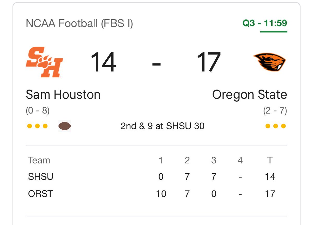 Is oregano state going to give Sam Houston their first win of the year?