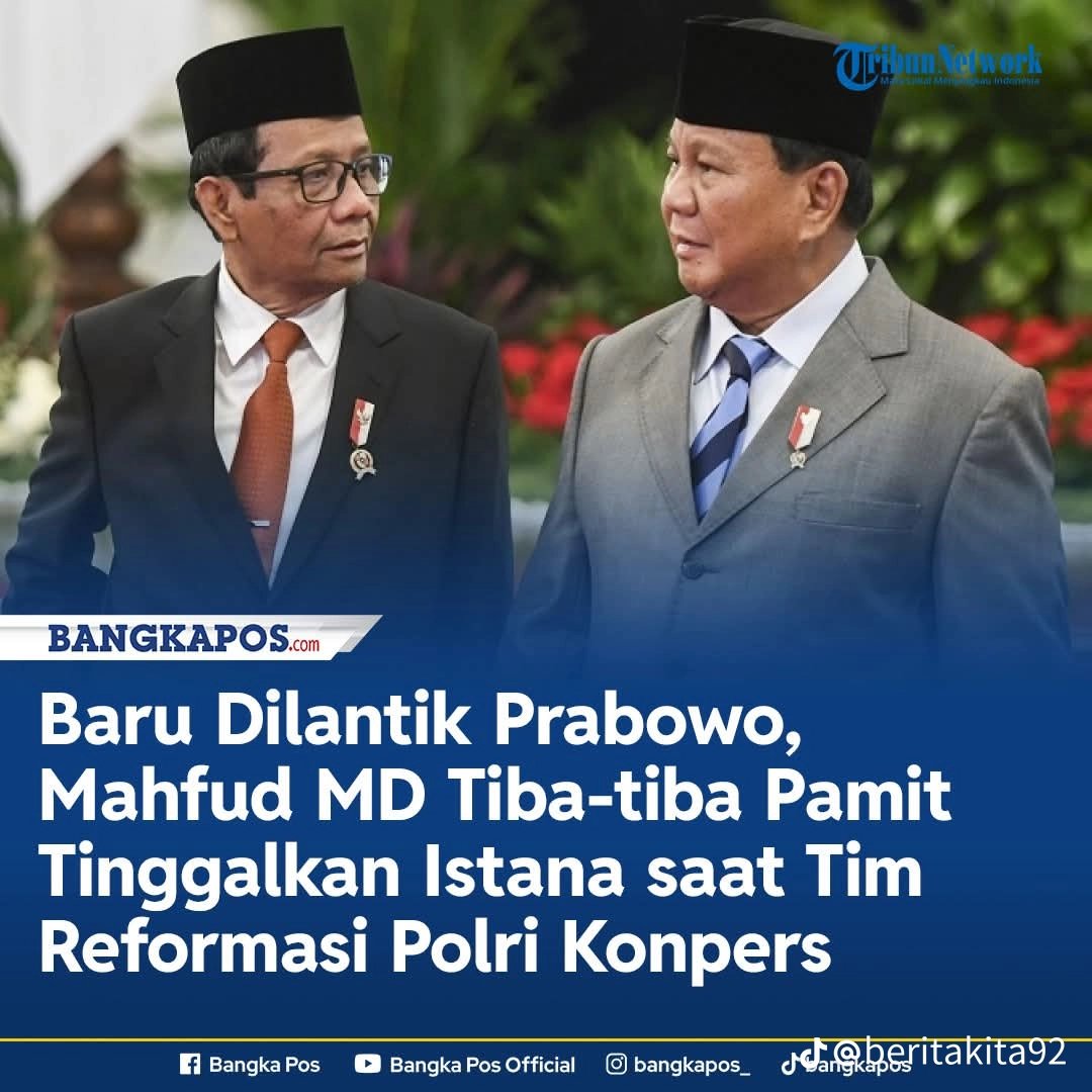 Sepertinya Pak Mahfud kecewa karna ternyata masih ada Kapolri didalam tim tsb.
Mustahil Polri mau mereformasi dirinya sendiri.
"Ikan Busuk dari Kepalanya" 🫢