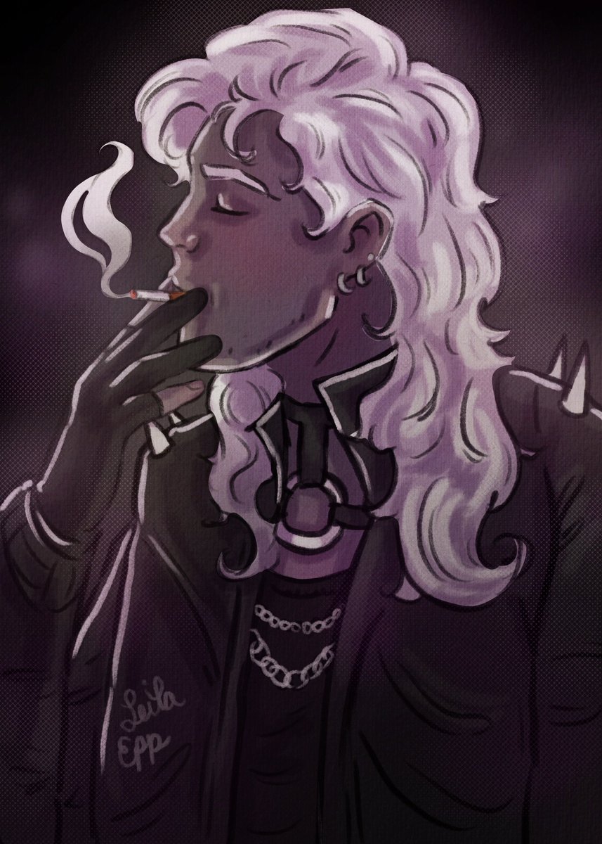 I was going to draw Remy smoking but I really wanted to draw long hair. Also Deathbit smoking just makes sense to me.

#Deathbit #Xmen