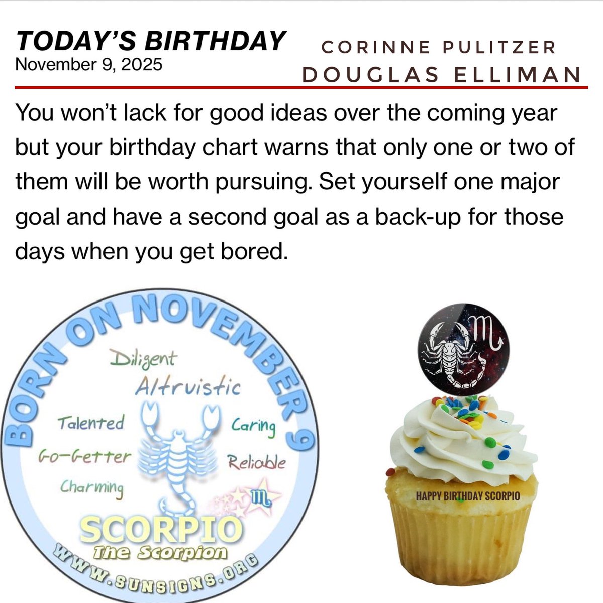 CorinnePulitzer's tweet photo. For everyone celebrating a #Birthday today, #November9th check out your Horoscope & enjoy your special day! #Scorpio 🦂♏️🎉🎈🎂🎊🎁🥂🍾👏🏻👏🏻👏🏻👏🏻👏🏻#happybirthday #Horoscope #happybirthdaytoyou #HappyMonthOfNovember 🍁🍂🦃
@DouglasElliman https://t.co/EAJSaVfZBw