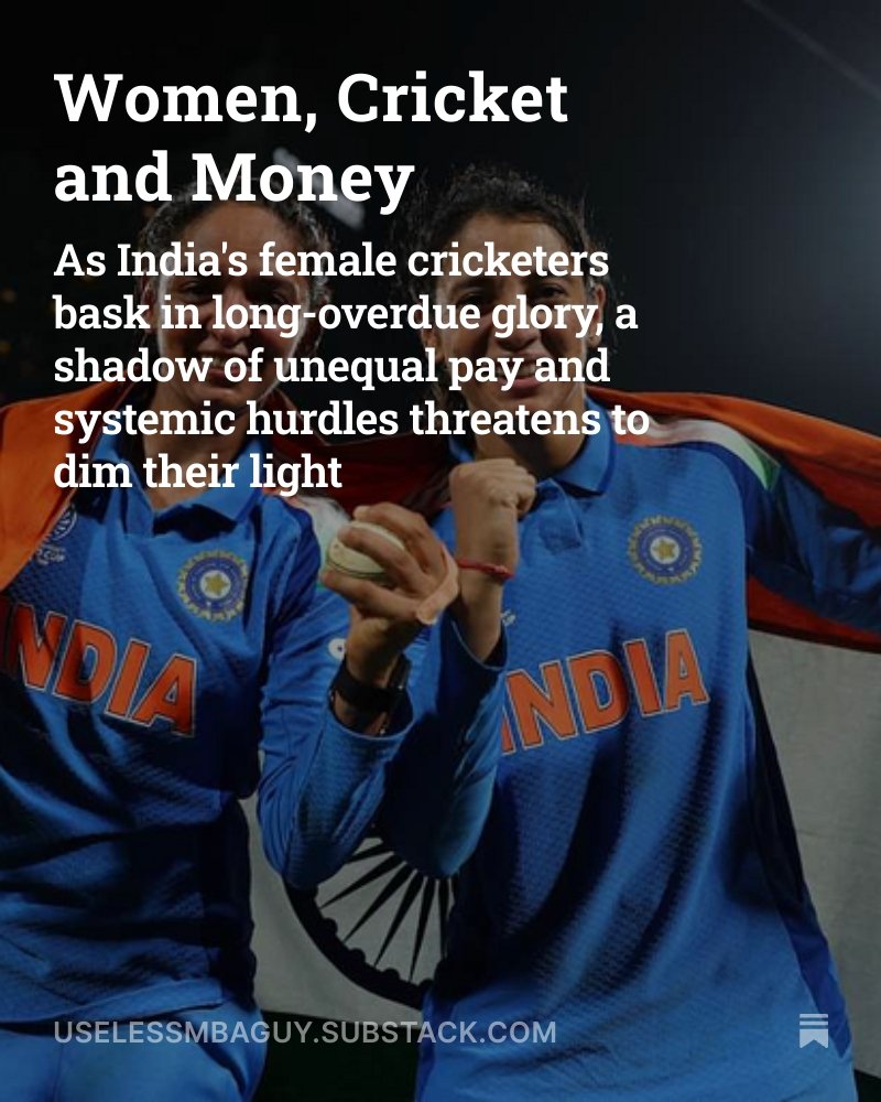 Okay so I wrote women cricket, the systemic issues that all women athletes face and why BCCI, which is infamous for not doing its part, needs to act now.
Link in the tweet below. As always read, like, share, etc