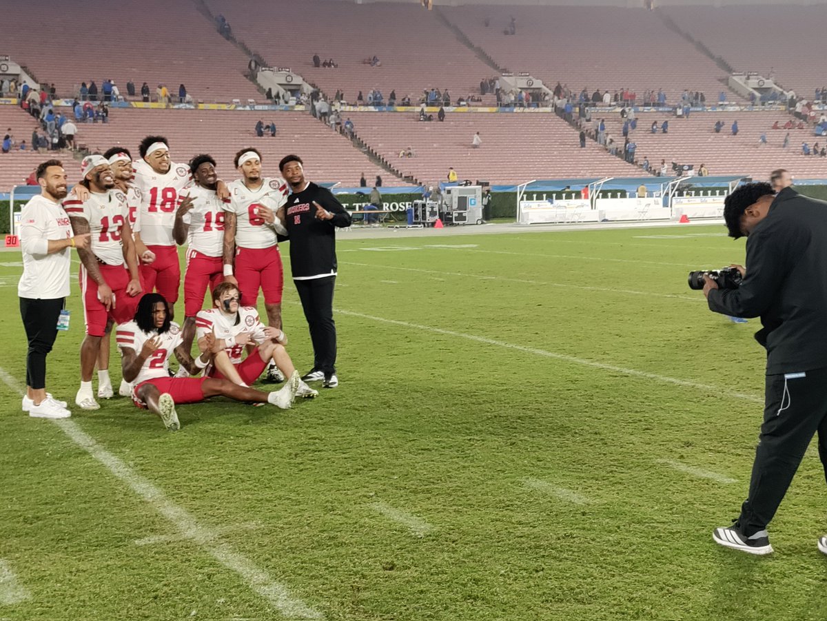 EvanBlandOWH's tweet photo. Nebraska receivers back out to the field once more. https://t.co/AsiaBb7DjW