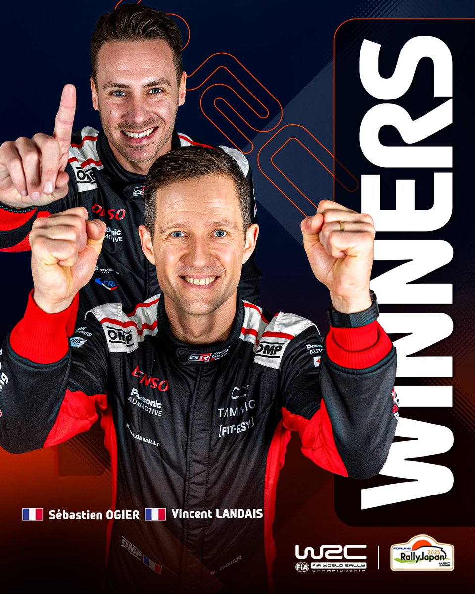 Sébastien Ogier and Vincent Landais win in Japan and will take the championship battle down to the wire in Saudi Arabia 🏆

#WRC | #RallyJapan 🇯🇵