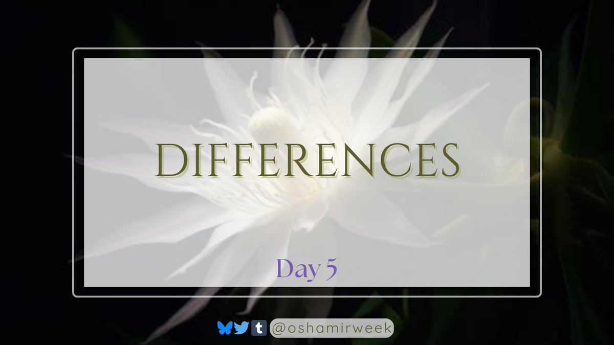 oshamirweek's tweet photo. Day 5 — Differences
#OshamirWeek

AO3 Collection: https://t.co/INYxVO6iP9 https://t.co/CJAOBbRlzV