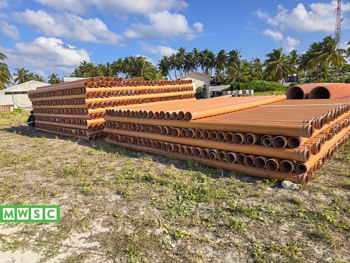 F. Nilandhoo Sewerage Project:

#TeamMWSC has unloaded sewer network materials to the project site — marking the initial steps toward building a reliable sewerage system for the community.

#MWSCAsaasee