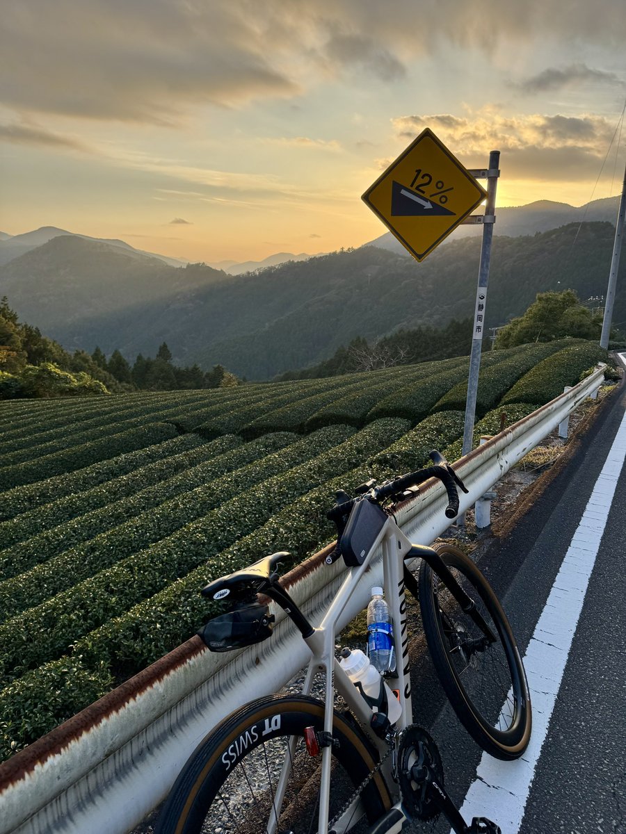 DaHilate's tweet photo. 夕日と茶畑と愛車 https://t.co/HBzu7sX6rW