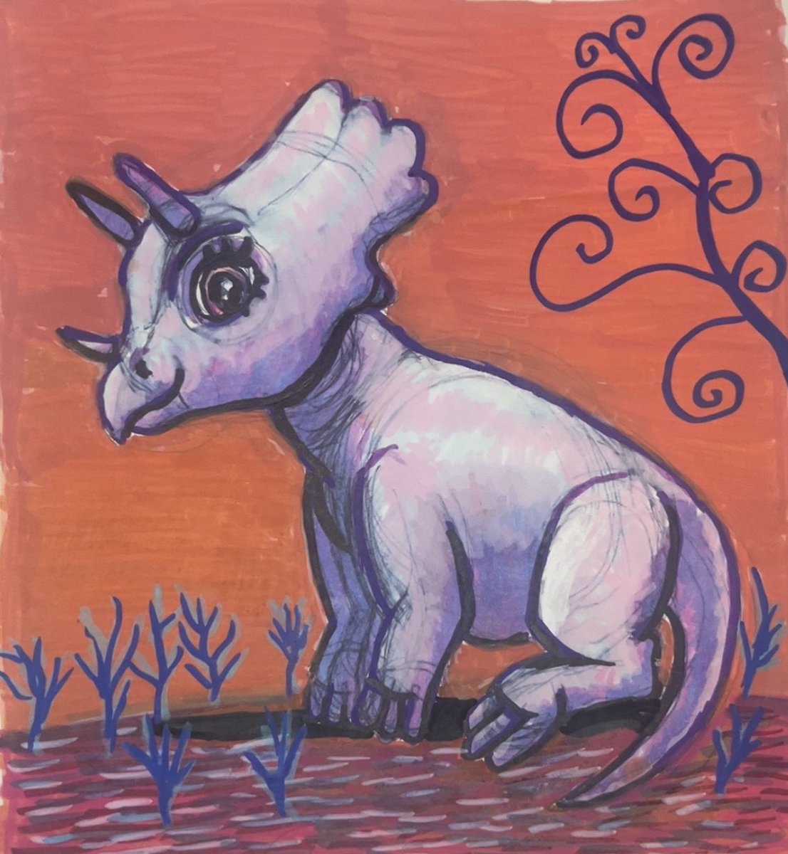 Tyezierr's tweet photo. Baby triceratops #dinosaur #art 

Should I draw a baby trex or pachy next ? https://t.co/mzOUOhE5wq