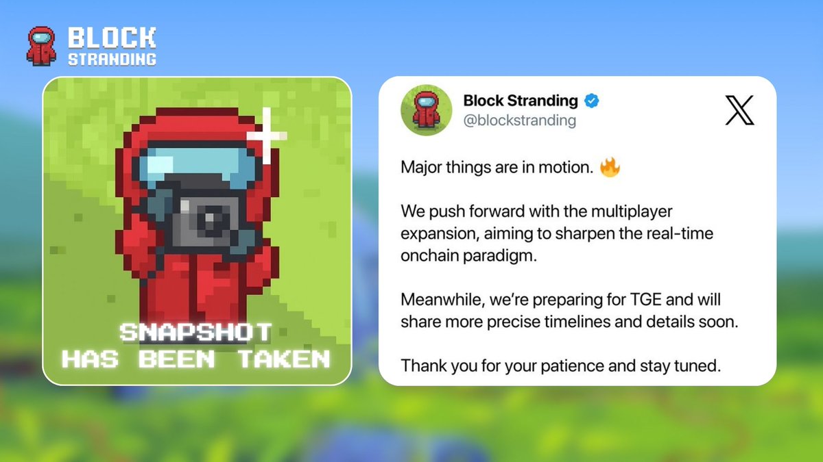 MobWeth's tweet photo. 🚨 BIG UPDATE: Block Stranding has finally made an announcement after over a week of hard work quietly behind the scenes

Big things are moving fast at @blockstranding 🪂

The team just confirmed two important milestones in the works:

- Multiplayer mode expansion — they want to improve the real time onchain experience (live interaction on the blockchain in real time)

- Preparation for the TGE (Token Generation Event) — they will share the schedule and more details soon