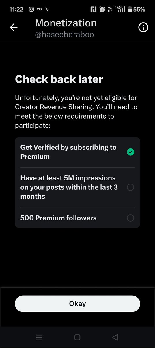 haseebdraboo's tweet image. Ok I found this for the #Monetization. No long essays and stuff.

You continue to do your work religiously, you will get rewarded. 🙂