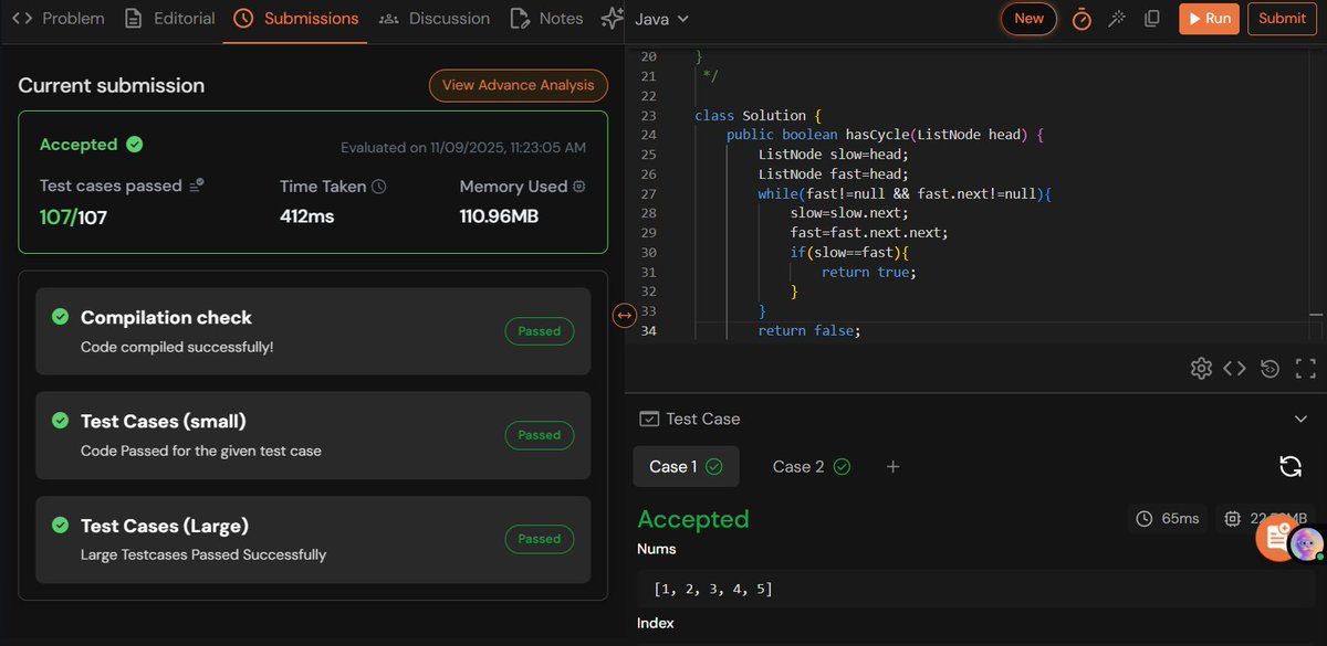 rajeshboya89's tweet image. Day 28 – #TUFWinterArc ❄️

Solved Detect Loop in Linked List 🔗

Used Floyd’s cycle detection for an efficient solution! 

#TakeUForward #TUF #DSA #Coding