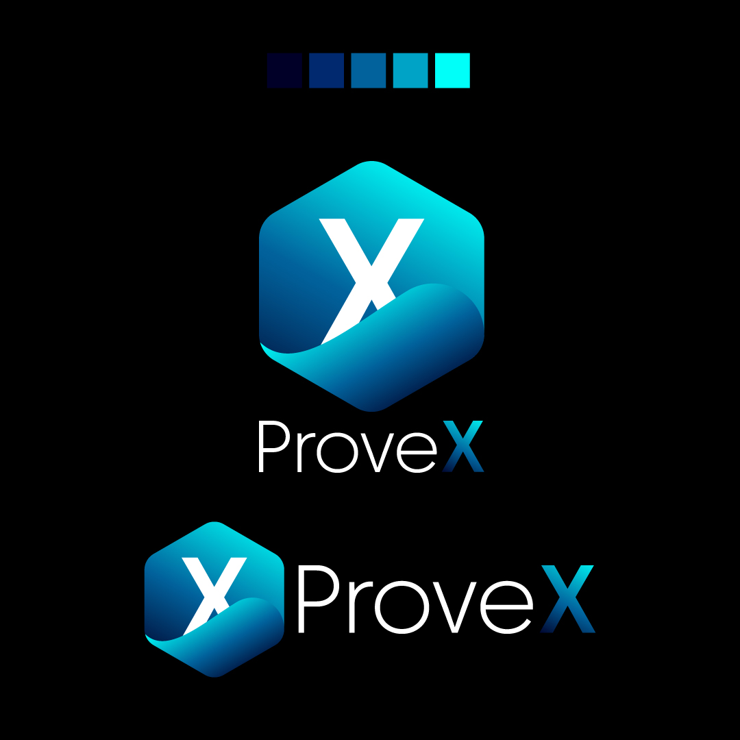 <a href="/RichardHeartWin/">Richard Heart</a> Using the Hexagon as a Shield Icon and Making wave on the icon indicating P of ProveX and X inside shows Safety with Color Scheme of Trust. 
Sketched it out from scratch and Illustrated.
I can even animate it for your Launch if you like it ✏️