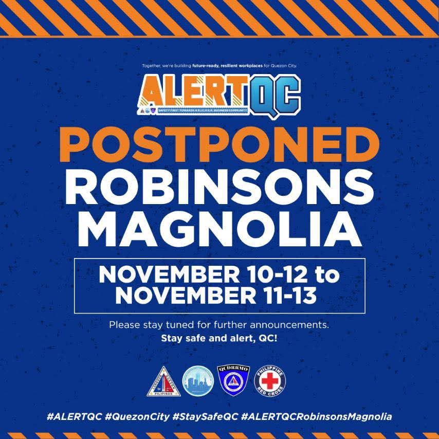 qcBPLD's tweet photo. IMPORTANT ANNOUNCEMENT RE: ALERT QC 📢 

As much as we would like to push through with our ALERT QC Caravan at Robinsons Magnolia, we are postponing tomorrow’s session in light of Typhoon #UwanPH. https://t.co/gDKWd8PmmY