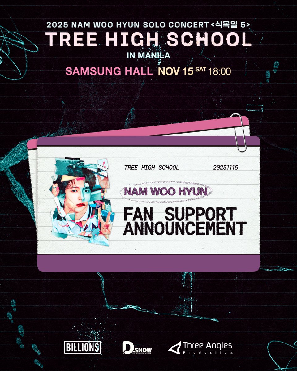 Attention, MANILA Sprouts! 🍃

We are thrilled to announce that the fan projects for the 2025 NAM WOO HYUN CONCERT &lt;식목일5 - TREE HIGH SCHOOL&gt; IN MANILA will be led by Namu Philippines, with the LED Ad fan project organized by infinitizeph and yoursproutph! 📚💚

Be sure to