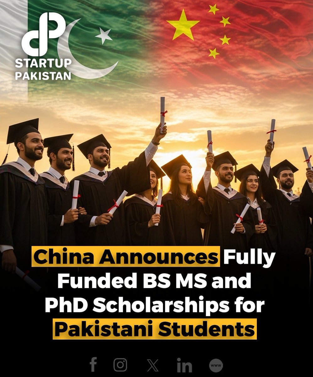 PakStartup's tweet image. China Announces Fully-Funded BS MS and PhD Scholarships for Pakistani Students

Read More: startuppakistan.com.pk/china-announce…

#ChinaScholarships #FullyFunded #PakistaniStudents #StudyInChina