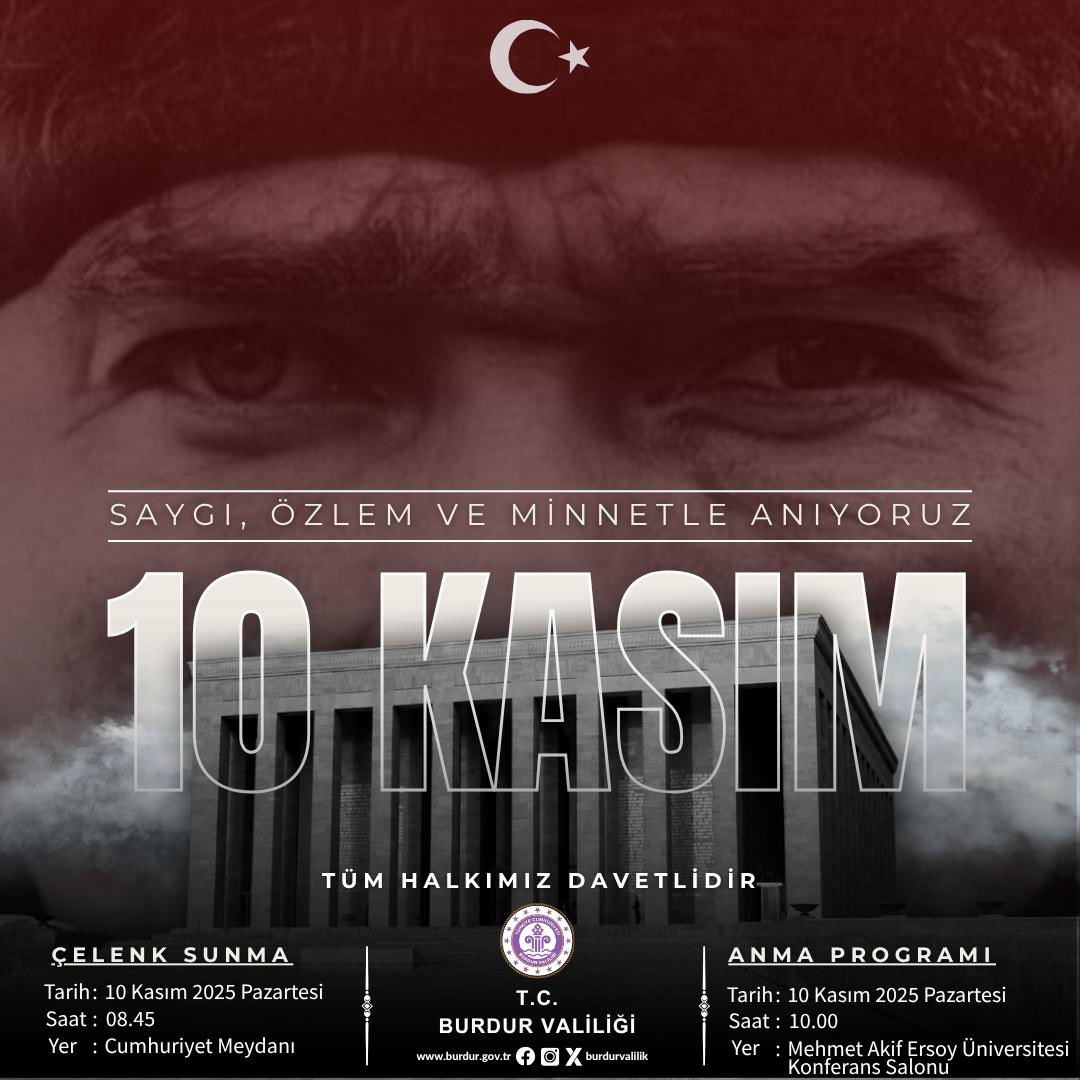 SAYIN VALİMİZ TÜLAY BAYDAR BİLGİHAN'IN 10 KASIM ATATÜRK'Ü ANMA GÜNÜ MESAJI

Cumhuriyetimizin kurucusu, Büyük Önder Gazi Mustafa Kemal Atatürk’ü ebediyete irtihalinin 87’nci yılında, sonsuz saygı, minnet ve rahmetle anıyoruz.

Atatürk, yalnızca bir milletin kaderini değiştiren