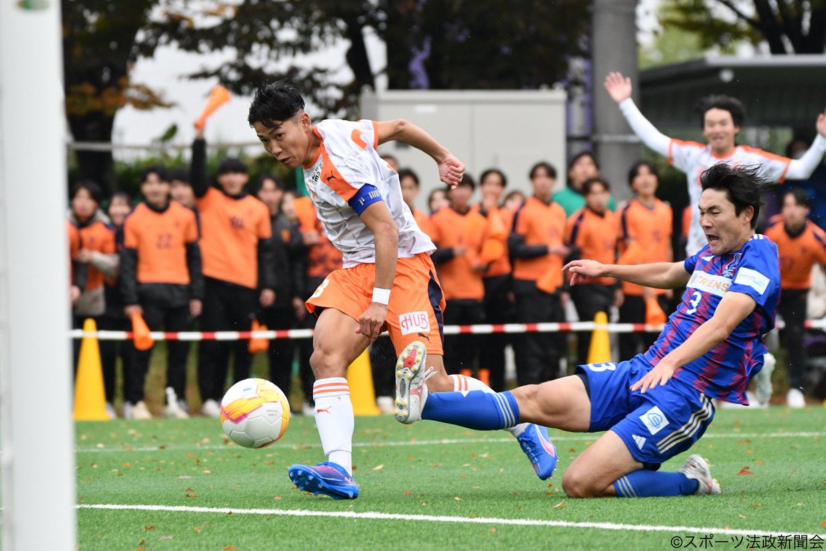 spoho11's tweet photo. 【サッカー】《関東大学リーグ戦 第21節 対順大》
▼後半8分
得点・ #日髙華杜

法大２ー０順大

☆ #日髙華杜 が競り合いに勝ち、#小湊絆 へ預けると再び日髙へボールが渡りそのままフィニッシュ！！今季初ゴール！！

#hosei #大学サッカー #スポホウ #大津 #spulse #青森山田 #fctokyo https://t.co/vffty6phnh