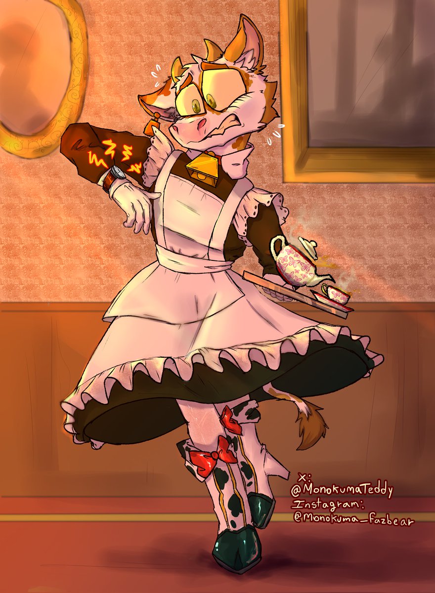 MonokumaTeddy's tweet photo. Oh ho!. Es tarde! Corre servicio, corre!
(Dibujo para un concurso, casi explota mi PC en el proceso)
#furryartist  #Maids https://t.co/Yk46AIz8Oi