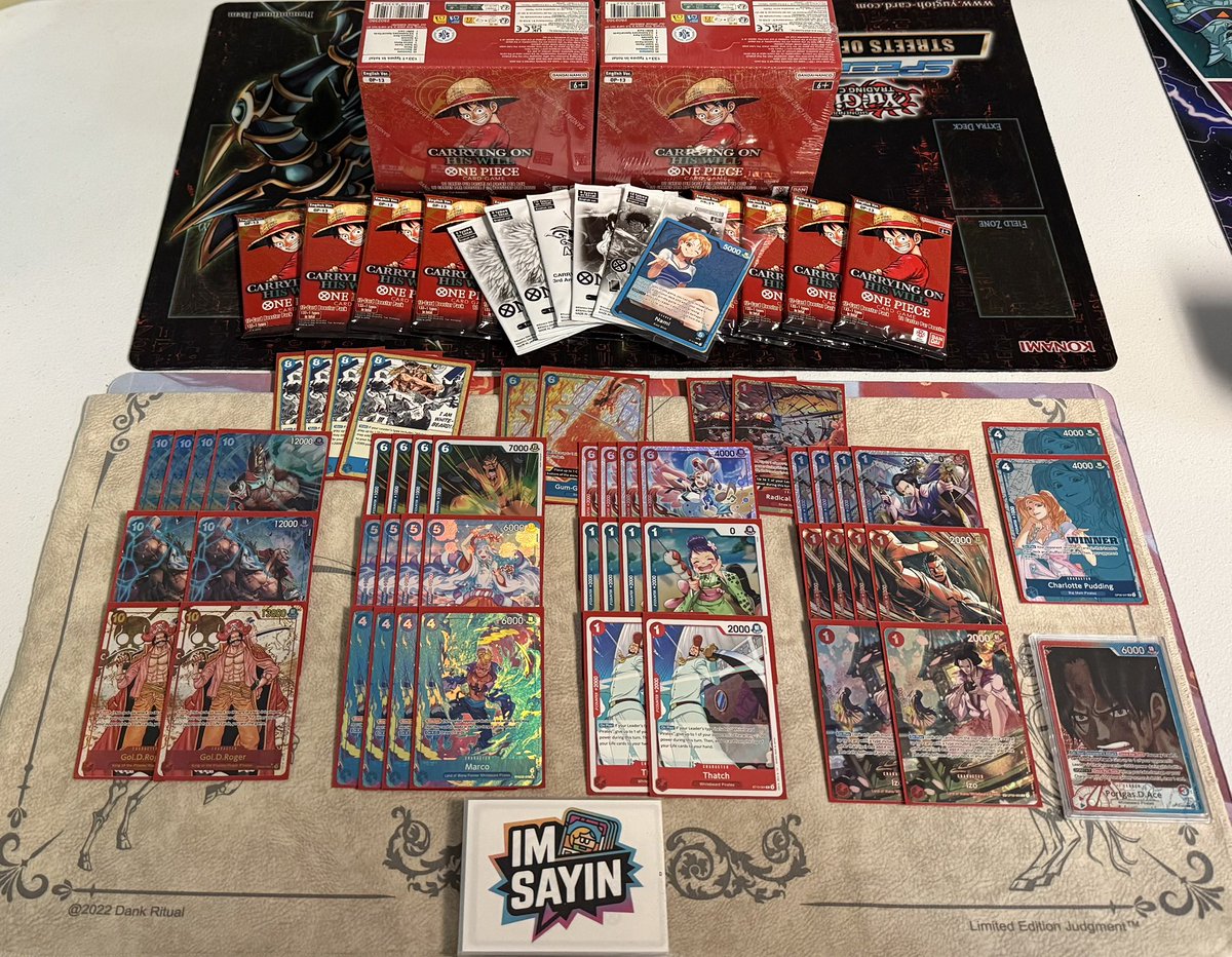 First place at <a href="/GuubuuHobby/">GuuBuu Hobby</a>’s Half Case tourney!

Matchups:

R1: G Zoro 
R2: Imu
R3: Imu 🎲
R4: Imu 🎲
R5: Imu 🎲