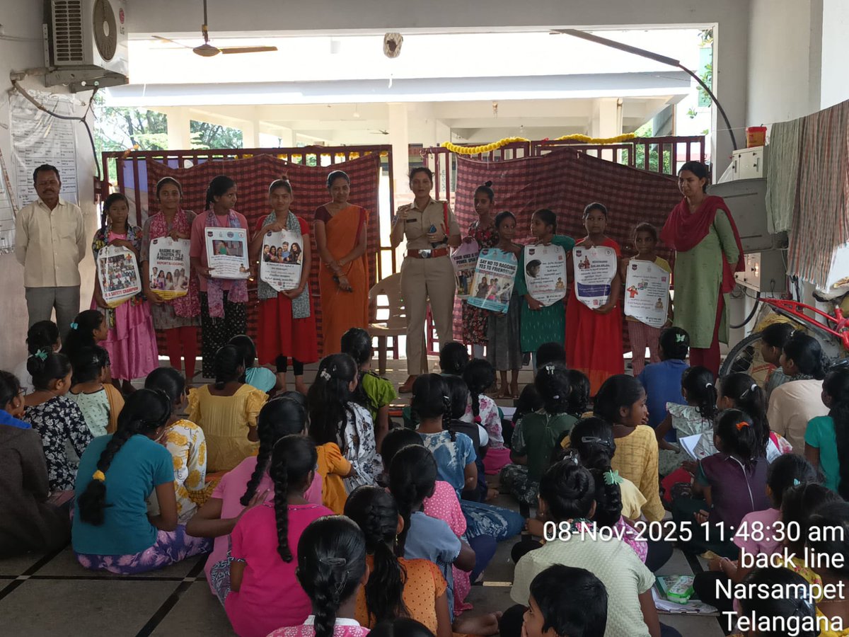 she_teams's tweet photo. Conducted #Awareness programme at #SCHEDULE CASTES GIRLS HOSTEL #NARSAMPET.In which 70 Members of Students were participated.We explained the following topics #sheteam,how it Works, how it is useful for them, woman trafficking, Nature of harassment #TSafeApp,Child helpline 1098 https://t.co/S9KiGdPxTR