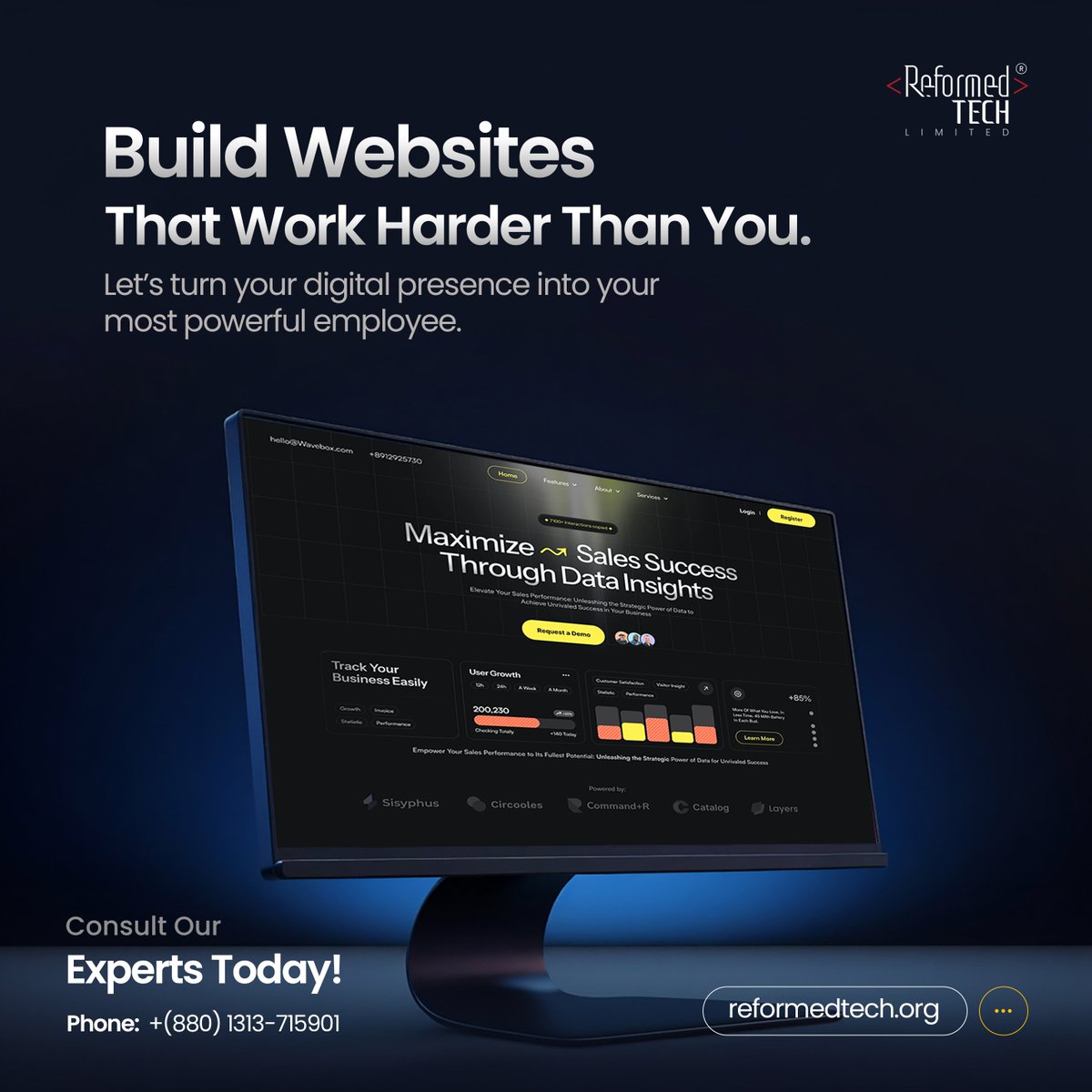 ReformedTech's tweet image. 𝐁𝐮𝐢𝐥𝐝 𝐰𝐞𝐛𝐬𝐢𝐭𝐞𝐬 𝐭𝐡𝐚𝐭 𝐝𝐨𝐧’𝐭 𝐣𝐮𝐬𝐭 𝐞𝐱𝐢𝐬𝐭, 𝐭𝐡𝐞𝐲 𝐩𝐞𝐫𝐟𝐨𝐫𝐦.
At ReformedTech,we design websites that drive growth.
.
contact@reformedtech.org | reformedtech.org
#WebDevelopment #WebsiteDesign #BusinessWebsite #ReformedTech