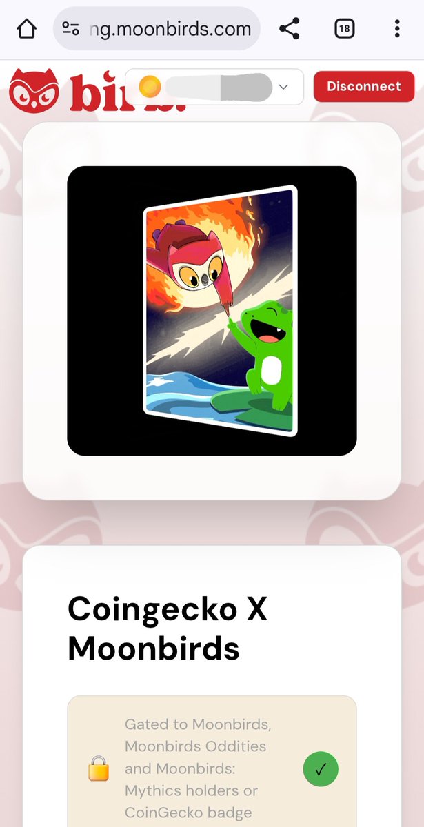 Let's Go Guys <a href="/coingecko/">CoinGecko</a> x <a href="/moonbirds/">Moonbirds</a> SBT NFT LIVE!

➡️ Reward: Exclusive Soulbound Token NFT (SBT) 

🔗 Claim here:- coingecko.com/en/nft/moonbir…

- How to Claim :-
- Login or create your CoinGecko account
- Add Moonbirds to your Watchlist 
- Click “Claim SBT” &amp; Mint NFT (requires