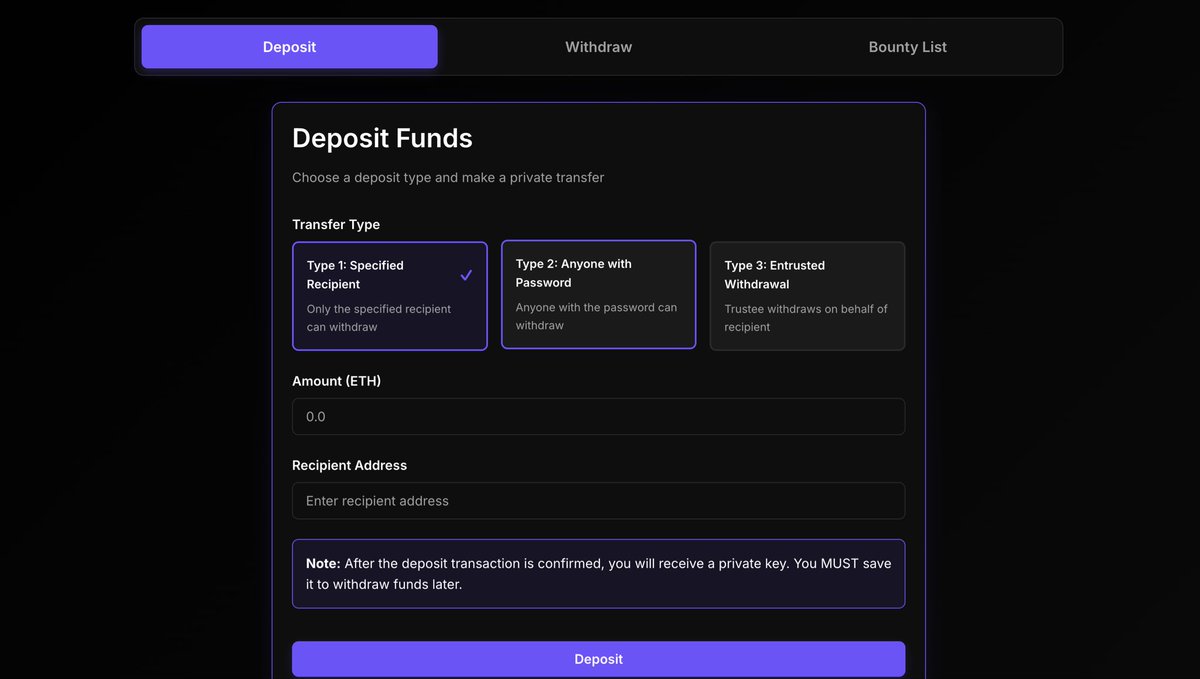 lumao_2026's tweet photo. Bounty Track October 2025: Build an Universal FHEVM SDK 

Zama Private Transfer SDK.  People need confidentiality onchain  @zama 

Anonymity ≠ Chaos: A compliant and controllable private transfer.

Anonymity ≠ Chaos: https://t.co/T7GsDNKzv5

What you’ve built is a “private transfer” feature — similar to Tornado in the way it hides transaction paths, but powered by Zama’s privacy technology.

If implemented correctly, it can ensure that the sender, receiver, amount, and timestamp remain invisible to external on-chain observers, and are only accessible to authorized parties.

With Zama’s programmable privacy feature, you can define who or which roles have permission to decrypt a transaction — achieving a balance between compliance and privacy protection.

@mortendahlcs @GardratPierre @jeremyzacch @randhindi @zama  #ZamaCreatorProgram