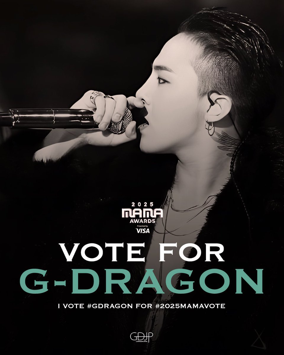 gdragon_japan's tweet photo. 本日のXでのVoteお願いします🤲

I vote #GDRAGON for #2025MAMAVOTE 

この投稿をリポストしても1VOTEになるのでどんどんリポスト引用してください🫡 https://t.co/pxeZuegLlJ