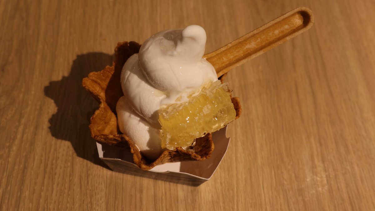 巣蜜ソフトオフ会に行ってきましたー！
万博好きな人で万博の思い出を語り合えて楽しかったなー😊
内に秘めていた電力館への愛が溢れ出てしまった😆
巣蜜ソフト甘くて美味しかったー✨
#神戸養蜂場