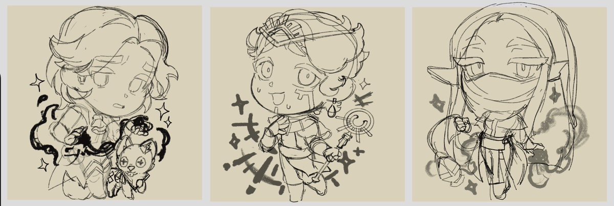 Shannanigansart's tweet image. critical role campaign 4 chibi wips!