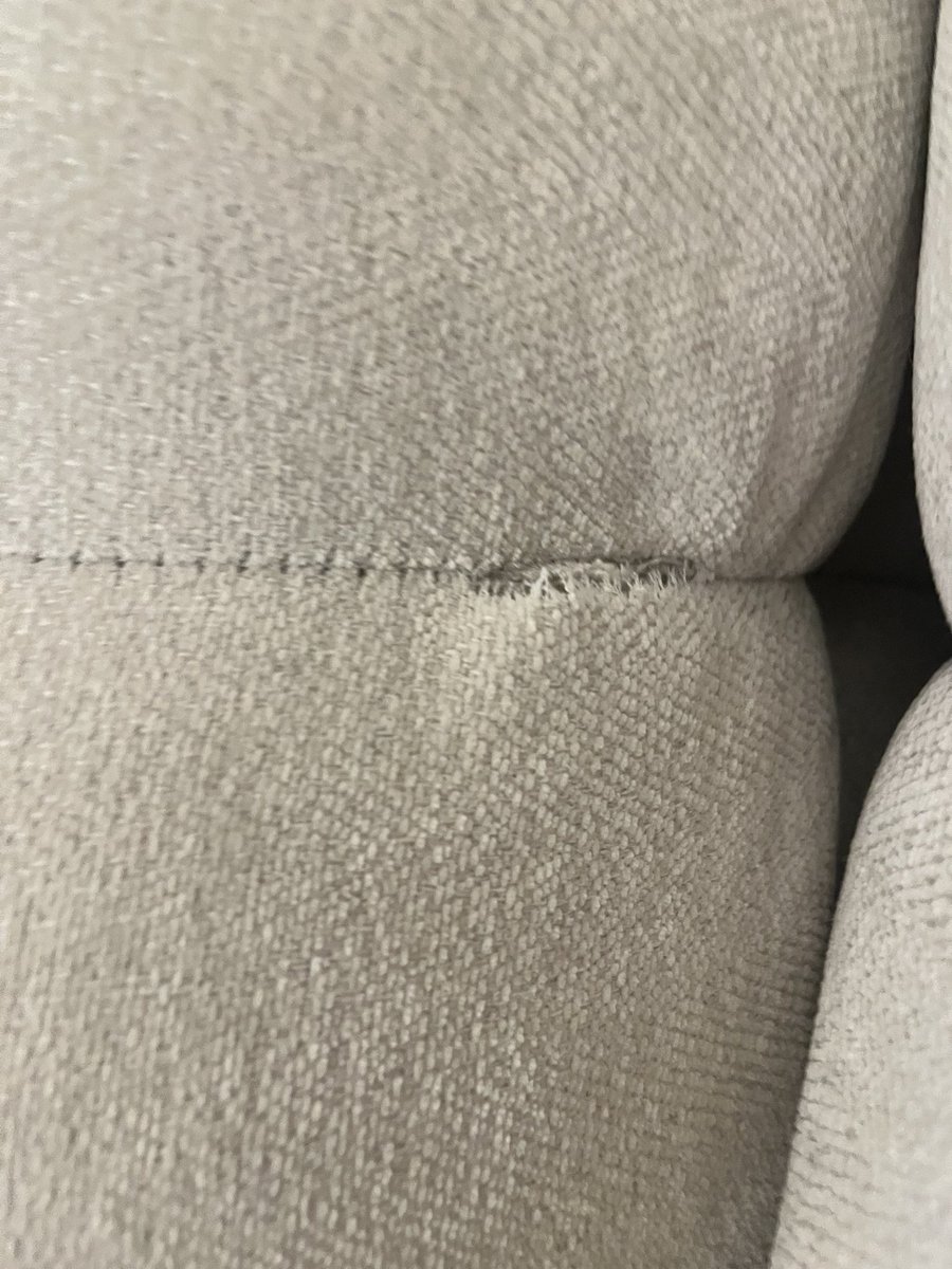 MissThaisP's tweet photo. @DuskUKCS We purchased a beautiful sofa and received it in August this year, initially it came with a large stain, which we received a partial refund. Now, the sofa fabric is tearing apart , which is a quality issue, we bought Dusk furniture and never experienced an issue. https://t.co/CaX11GALyi