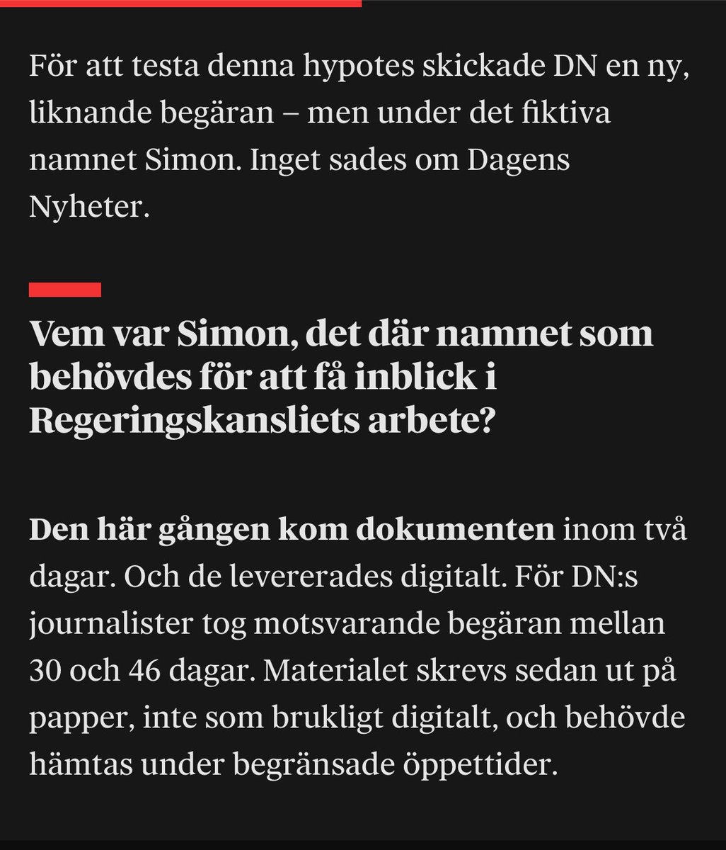Det här mörkande och försvårande  beteendet som Regeringskansliet uppvisar mot seriösa journalister är både ovärdigt och förtroendeskadligt. Man borde inte behöva dölja att man är journalist för att kunna granska regeringen utifrån offentlighetsprincipen.
dn.se/ledare/peter-w…