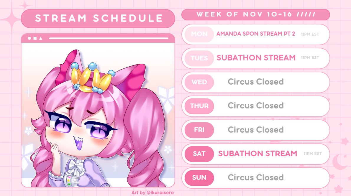 STREAM SCHEDULE!!! 🩷💛💚💙💜 WOAZA!! Also pls forgive me I'm very very busy next week