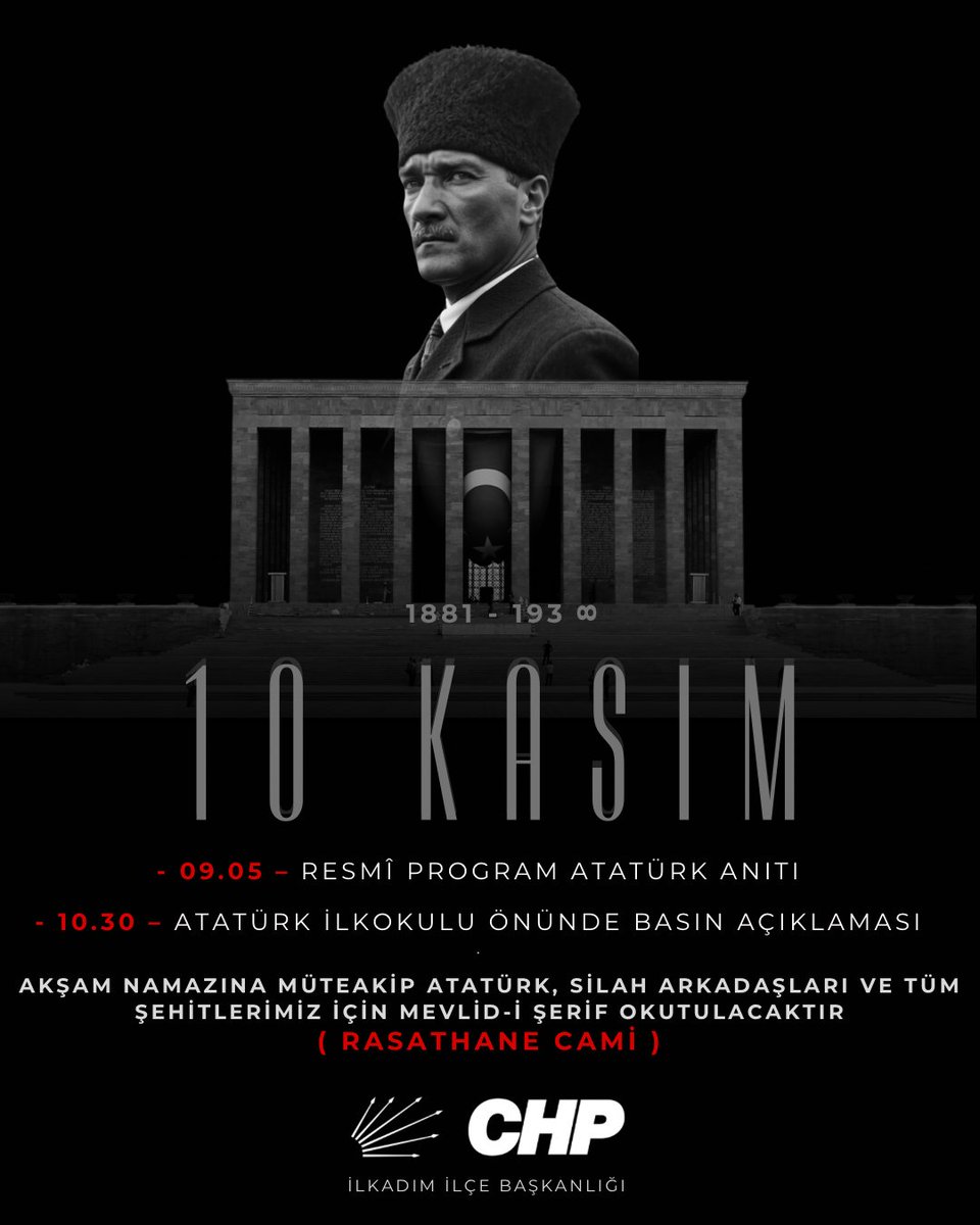 10 Kasım Atatürk’ü Anma Programı – CHP İlkadım İlçe Başkanlığı
