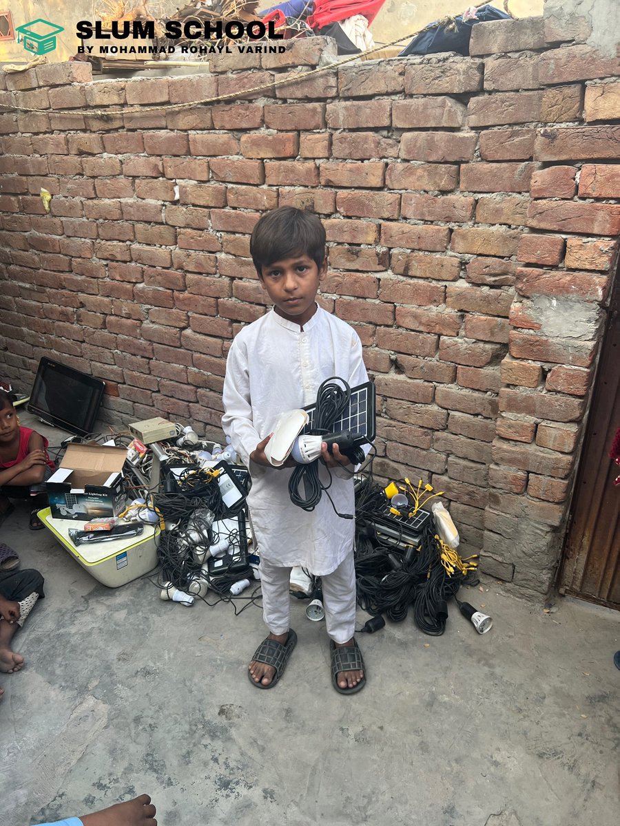 slumschool's tweet photo. Solar Equipment Distribution by Mohammad Rohayl Varind. This initiative aims to support our students by providing a reliable source of electricity, enabling them to study and learn without any hindrance, day or night. 

#EducationForAll #SolarPower #SolarEnergy #RohaylVarind https://t.co/2S1Eg1UO8S