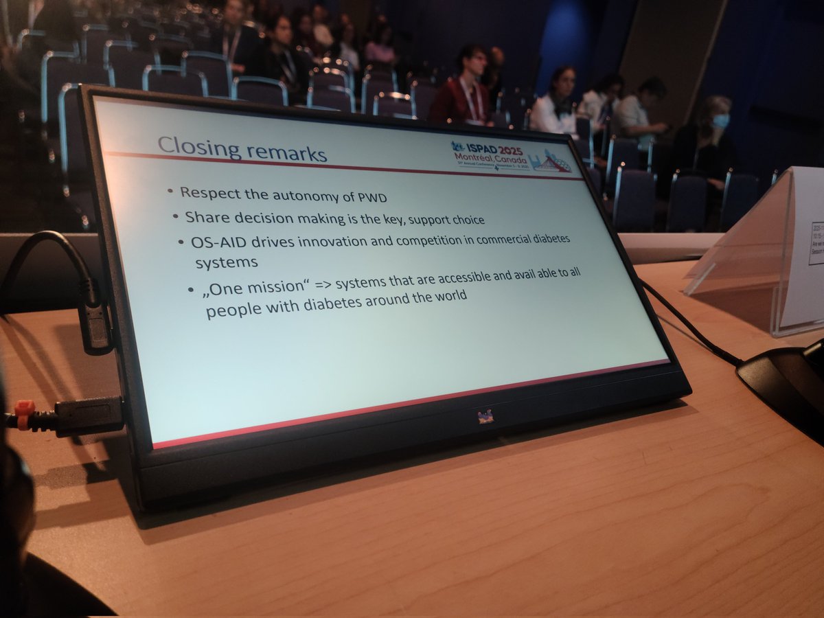tinodzikiti's tweet image. Closing thought for the session: Respect the autonomy of people with diabetes. Shared decision-making is essential. Open-source AID sparks innovation, pushes commercial systems forward, and—most importantly—should be accessible to all. #dedoc #ISPAD2025 #loopandlearn #DIY
