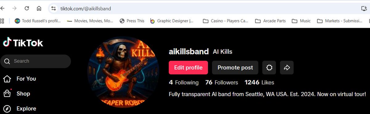 We've been asked if AI Kills has an official TikTok. We didn't before, but I just updated my gaming TikTok to be AI Kills TikTok  -- for those of you that would like to follow, I will start pushing some AI Kills video stuff over there, here is the link to follow: