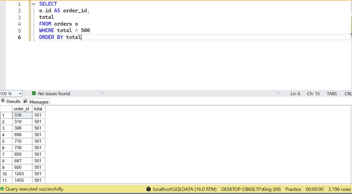 thekingp1n's tweet image. My first trial with SQL. All thanks to PERCORSOTECH @PercorsoTech @ProsperoApril @PamellaIshiwu #percorsotech