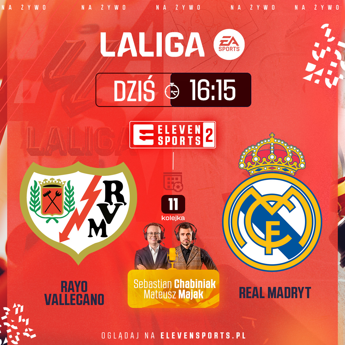 Real Madryt jest podrażniony porażką z Liverpoolem, dlatego kibice Królewskich mają prawo oczekiwać dziś pokazu siły swojej ekipy! 💥 Czy lider tabeli sprosta tym oczekiwaniom? 🔥

Mecz z Rayo od 16:15 w Eleven Sports 2, komentują <a href="/sebchabiniak1/">Sebastian Chabiniak</a> i <a href="/matimajak/">Mateusz Majak</a>. 🎙️ #lazabawa 🇪🇦