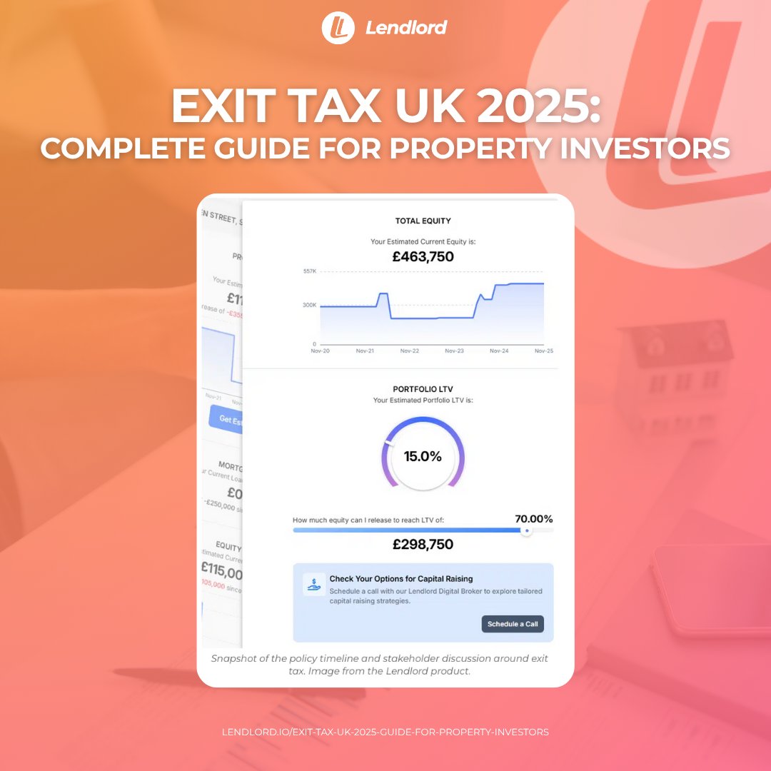 The UK Exit Tax: What Landlords Need to Know

There’s been plenty of chatter lately about a potential UK Exit Tax coming in 2025, and if you’re a landlord or property investor, it’s natural to wonder how it could affect you.

🔗 Read the full guide here: lendlord.io/exit-tax-uk-20…