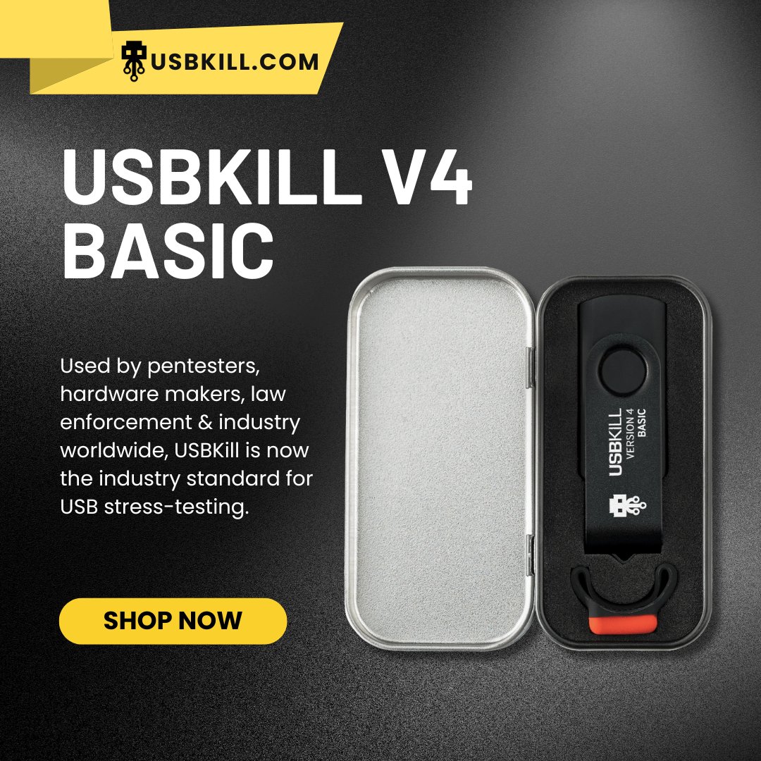 USBKill's tweet image. USBKill V4 Basic: Designed for hardware stress testing, easy to use, and built to last. 🧰⚡ l.usbkill.com/fWinC 
#HardwareTesting #USBKillV4 #USBKill #Pentesting #infosec #security #RedTeam