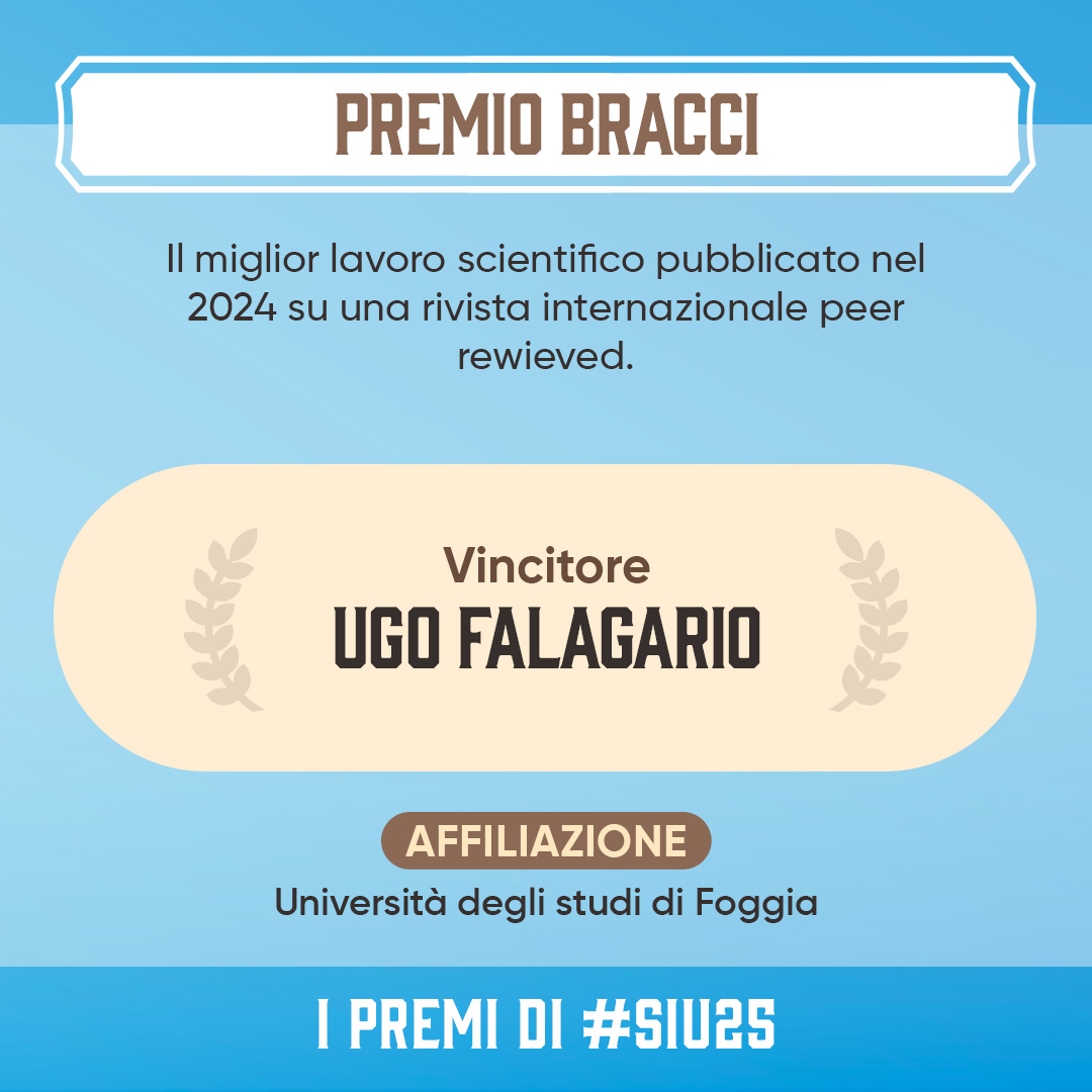 SIU_Italia's tweet image. 👩‍⚕️👨‍⚕️ I premi di #SIU25.

🏅 Complimenti a Ugo Falagario per la vittoria del Premio Bracci.