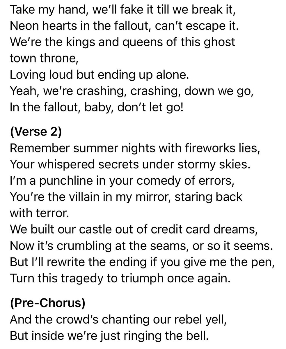 WhatHighNote's tweet image. This is pretty cool.  Grok-generated a set of #FallOutBoy lyrics for me 😬