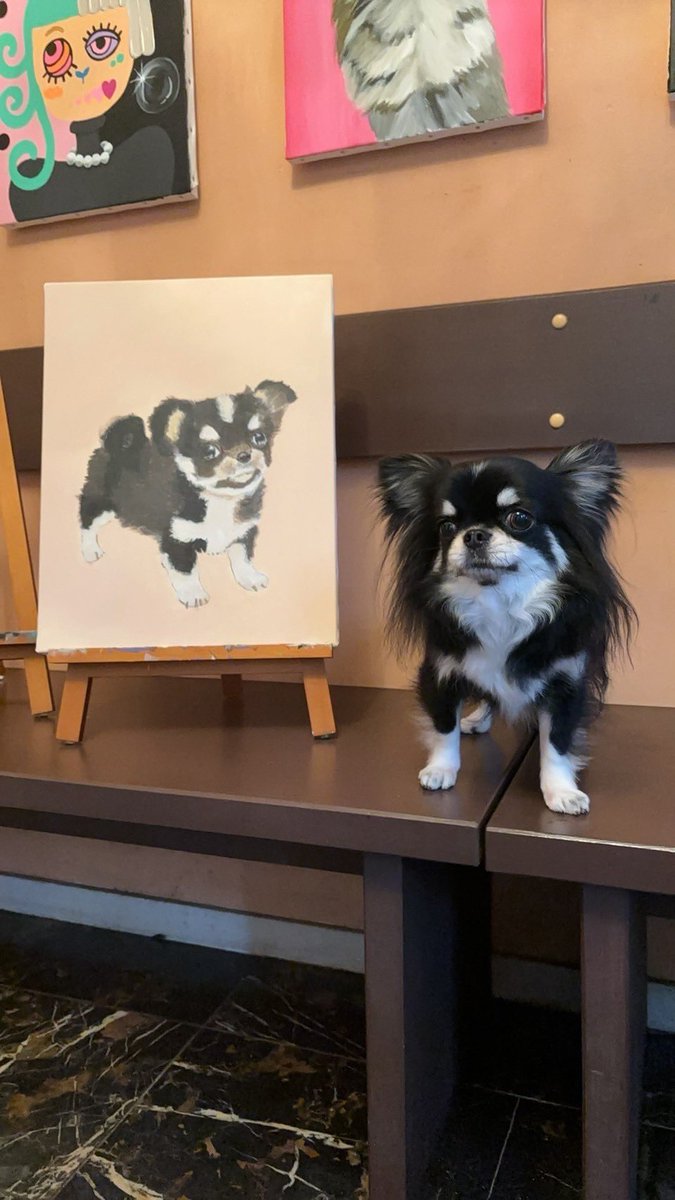 ✴️特別価格【原画】『トオボエ通り』（絵画 犬 チワワ パピヨン