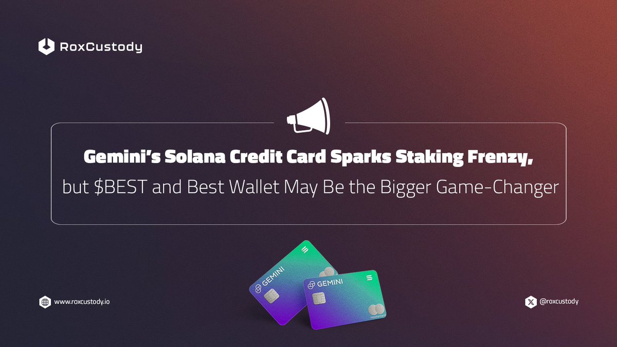 roxcustody's tweet photo. Geminiβs new Solana Card turns every swipe into staking
But while Gemini fuels #SOL rewards, smart investors are eyeing $BEST powering Best Wallet, the all-in-one crypto + DeFi hub raising $16.6M in presale.
Stake. Swap. Earn. Repeat. π°
#Gemini #Solana #BestWallet #BESTToken https://t.co/MZnKnFk3PE