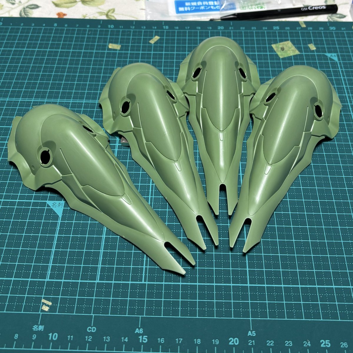 wonkayoshi_PSO2's tweet image. 4個掘ったぞ！
あとは最後の関節まわりのクリアランスチェックしたらようやく塗装フェーズ

#ガンプラ