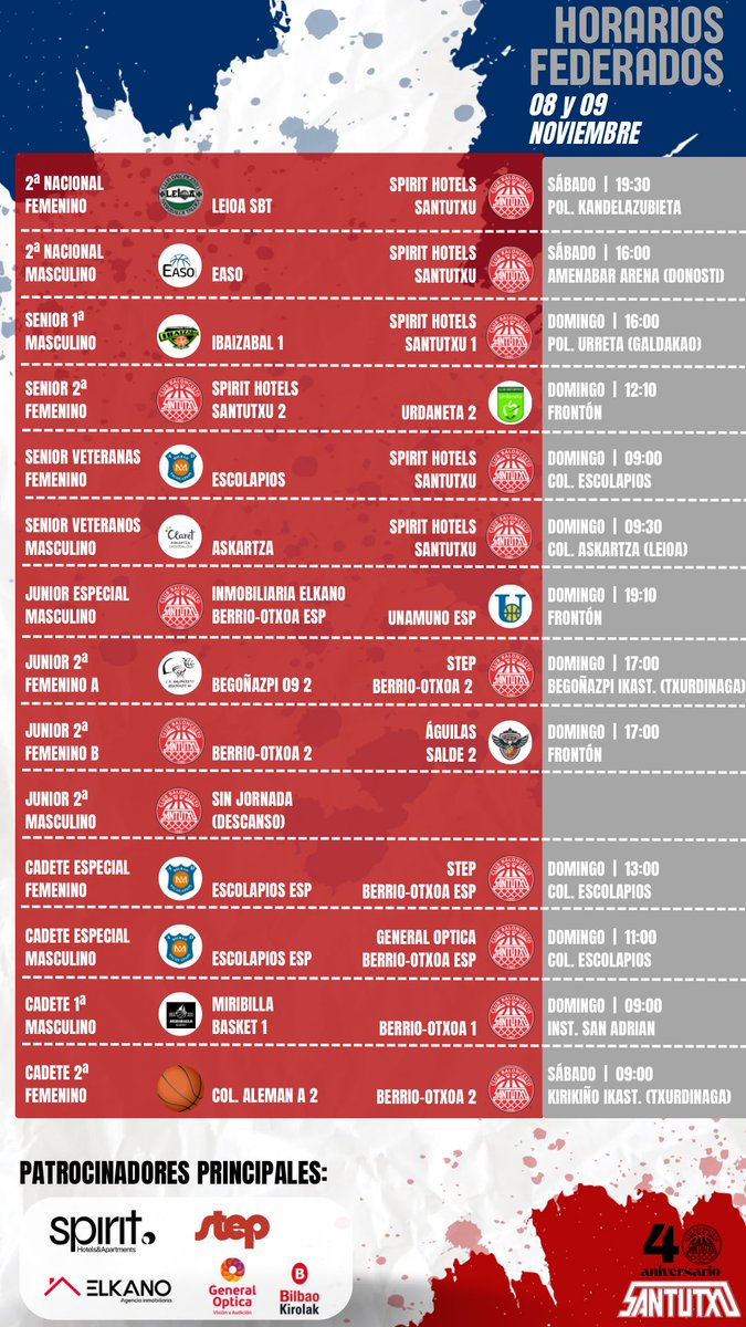 cbsantutxu's tweet image. Horarios:
08 y 09 Noviembre

#CBSantutxu #CBSantutxu40A 🎂
