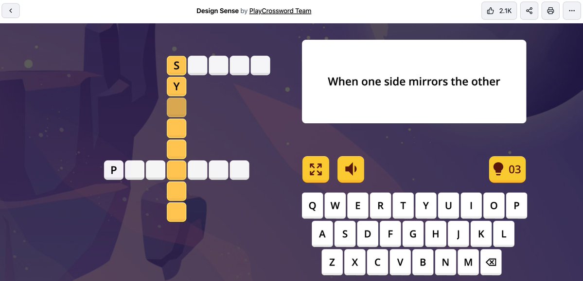softlitude's tweet image. Play today&apos;s &quot;Crossword of the Day&quot; and test your Design Sense!
playcrossword.com/game/2a580f4f-…

#webgamedev #game #crossword #crosswordfans #wordgames #gamer #WordOfTheDay #indiegame